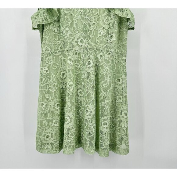 NEW ANTHROPOLOGIE MAEVE dress fit flare mini lace mock neck flutter mint LARGE - Picture 4 of 11